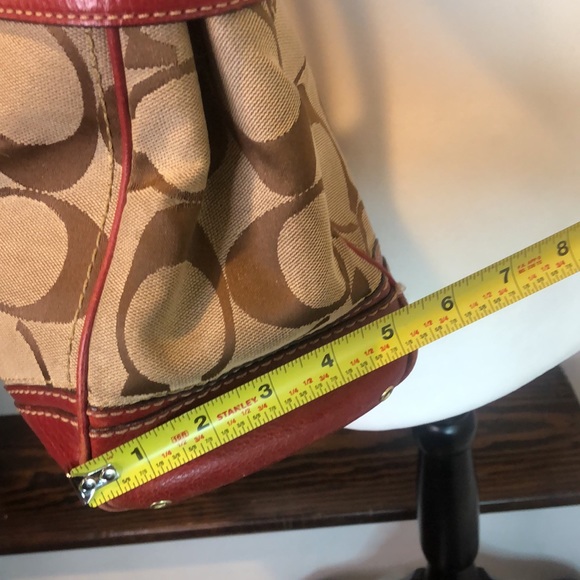COACH Hampton Signature C Logo Canvas Red Leather Briefcase Shoulder Bag RARE - Picture 10 of 17